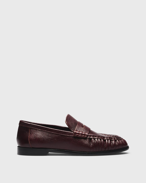 Agnes Penny Loafer, burgundy, side profile
