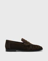 Astrid Suede Penny Loafer, brown, side profile