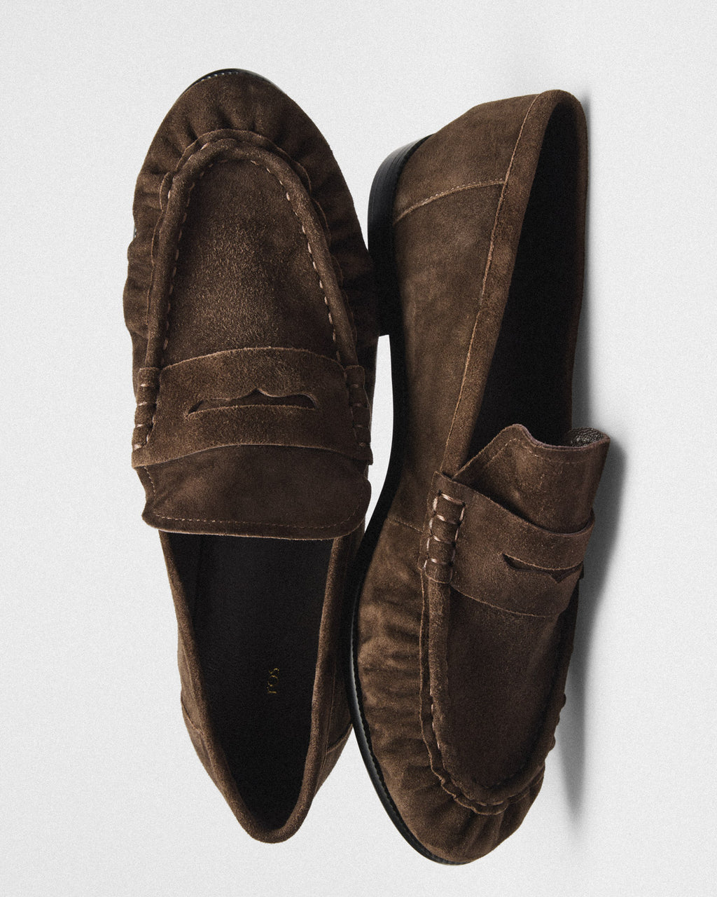 Astrid Suede Penny Loafer, brown, top view