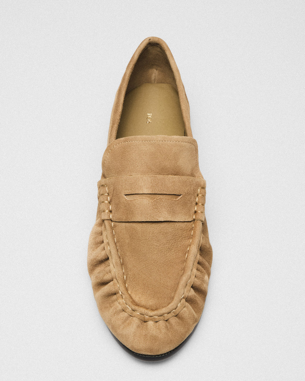 Clio Suede Penny Loafer, camel, detail