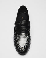 Dafne Croc Penny Loafer, black, detail