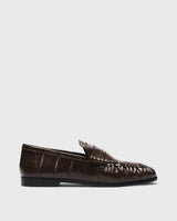 Delia Croc Penny Loafer, brown, side profile