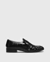 Elke Glazed Penny Loafer, black, side profile