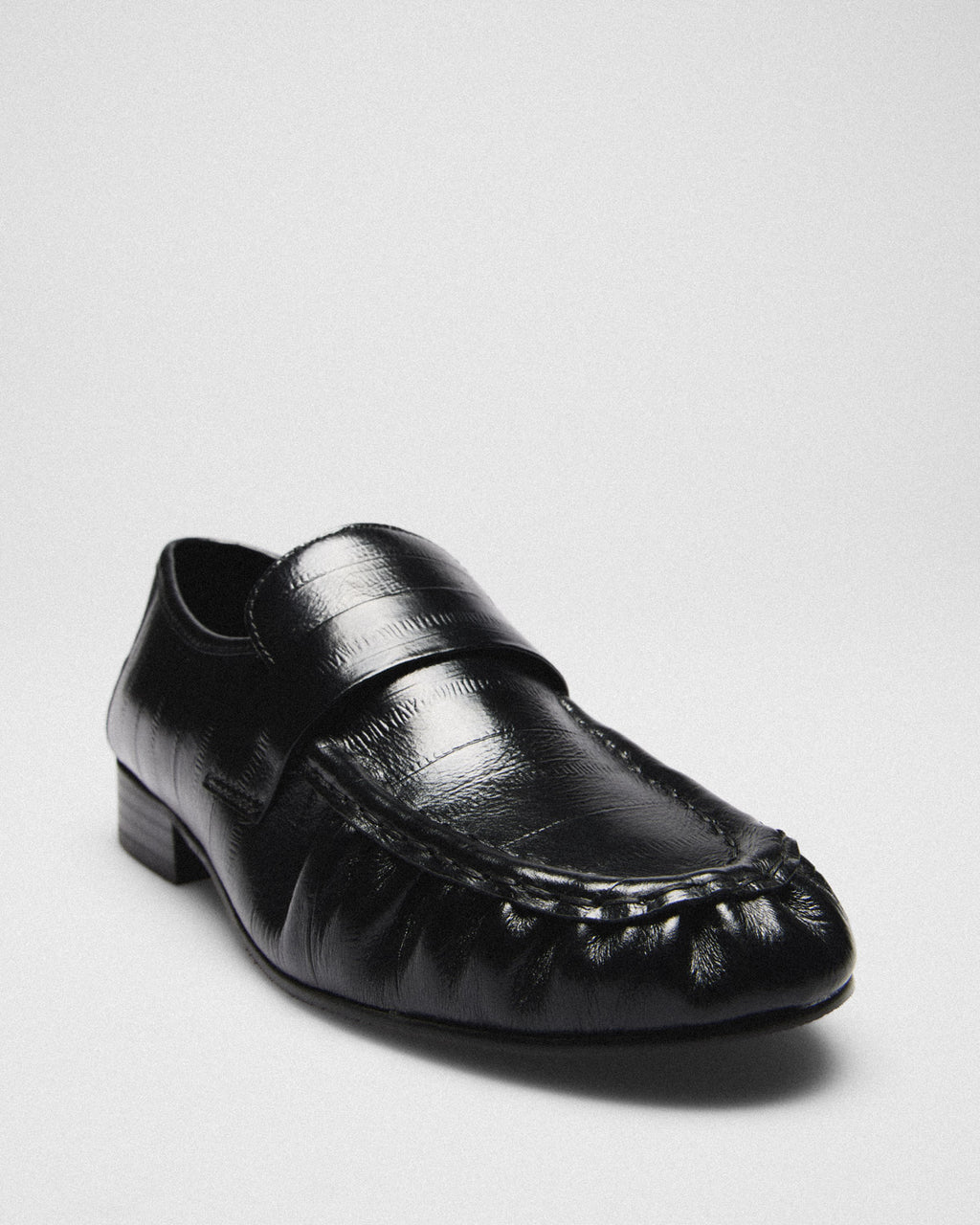 Elke Glazed Penny Loafer, black, top view