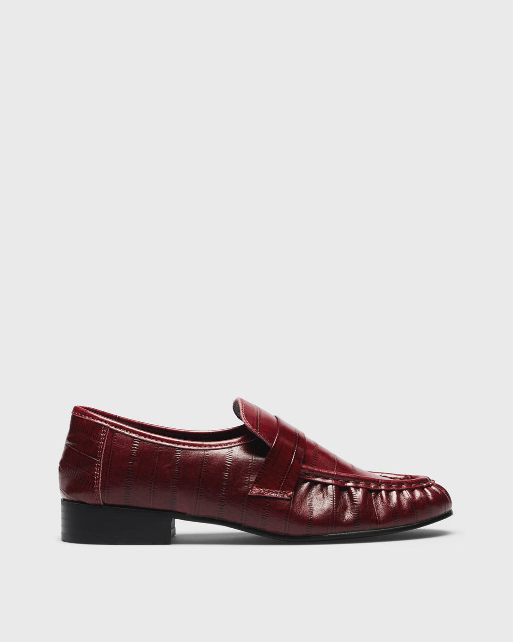 Elba Croc Penny Loafer, burgundy, side profile