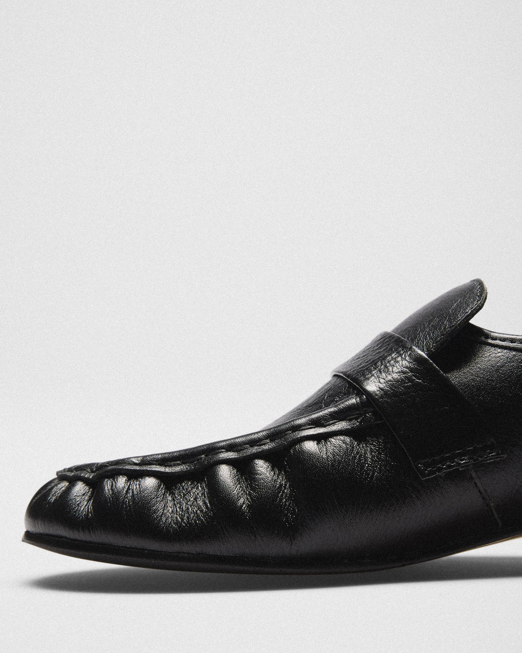 Etta Glazed Penny Loafer, black, top view