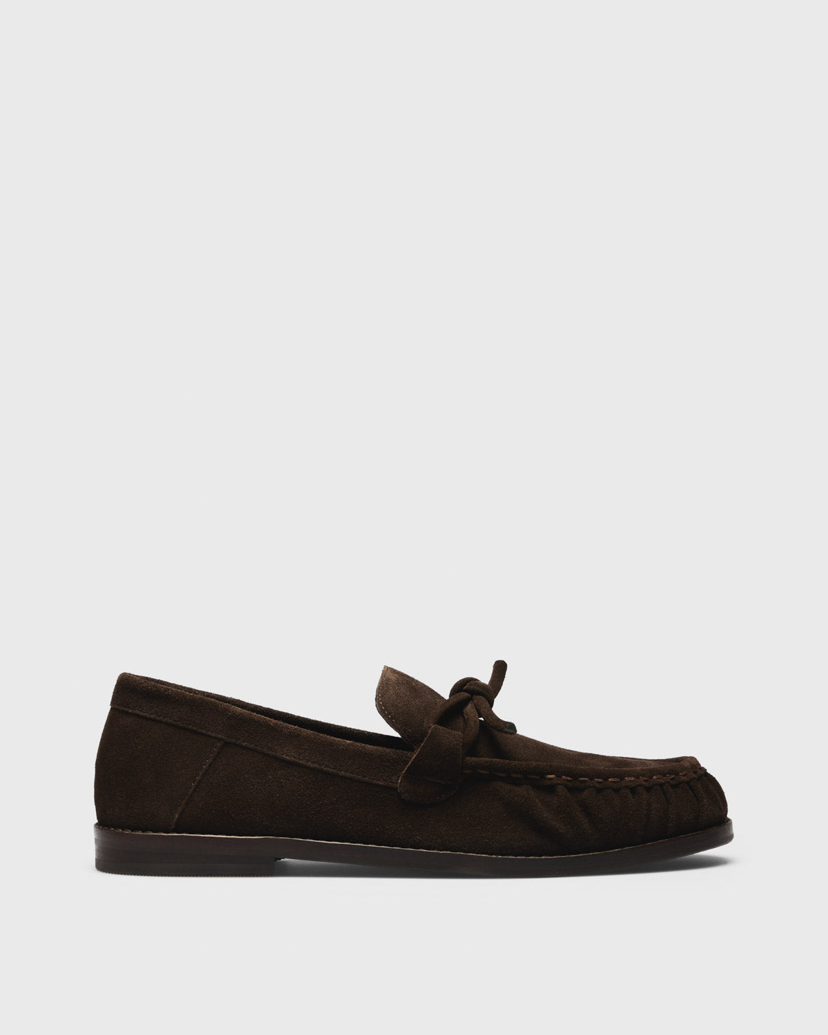 Hedda Suede Bow Loafer, brown, side profile