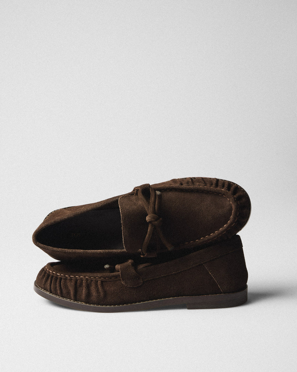 Hedda Suede Bow Loafer, brown, top view
