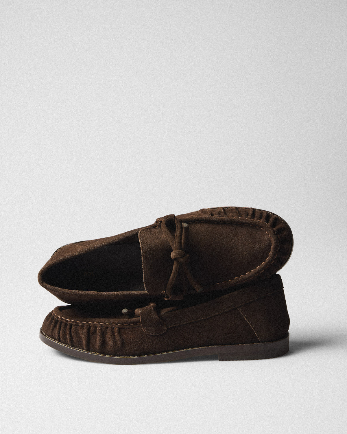 Hedda Suede Bow Loafer, brown, top view
