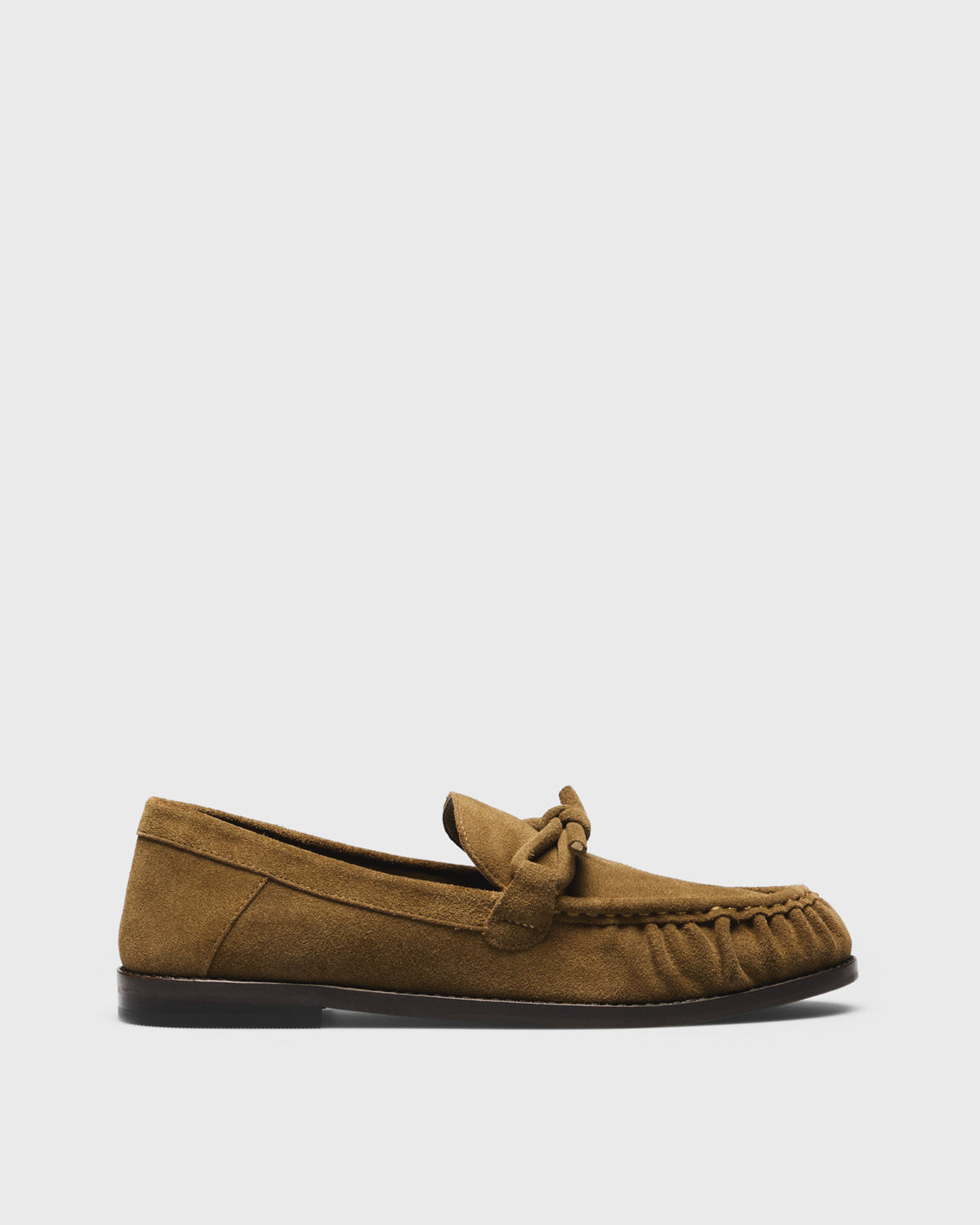 Ida Suede Bow Loafer, tobacco, side profile