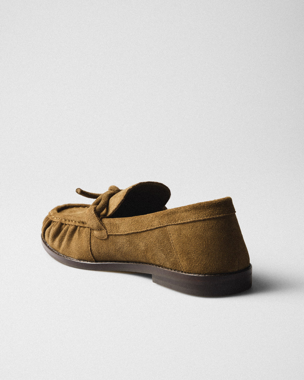 Ida Suede Bow Loafer, tobacco, top view