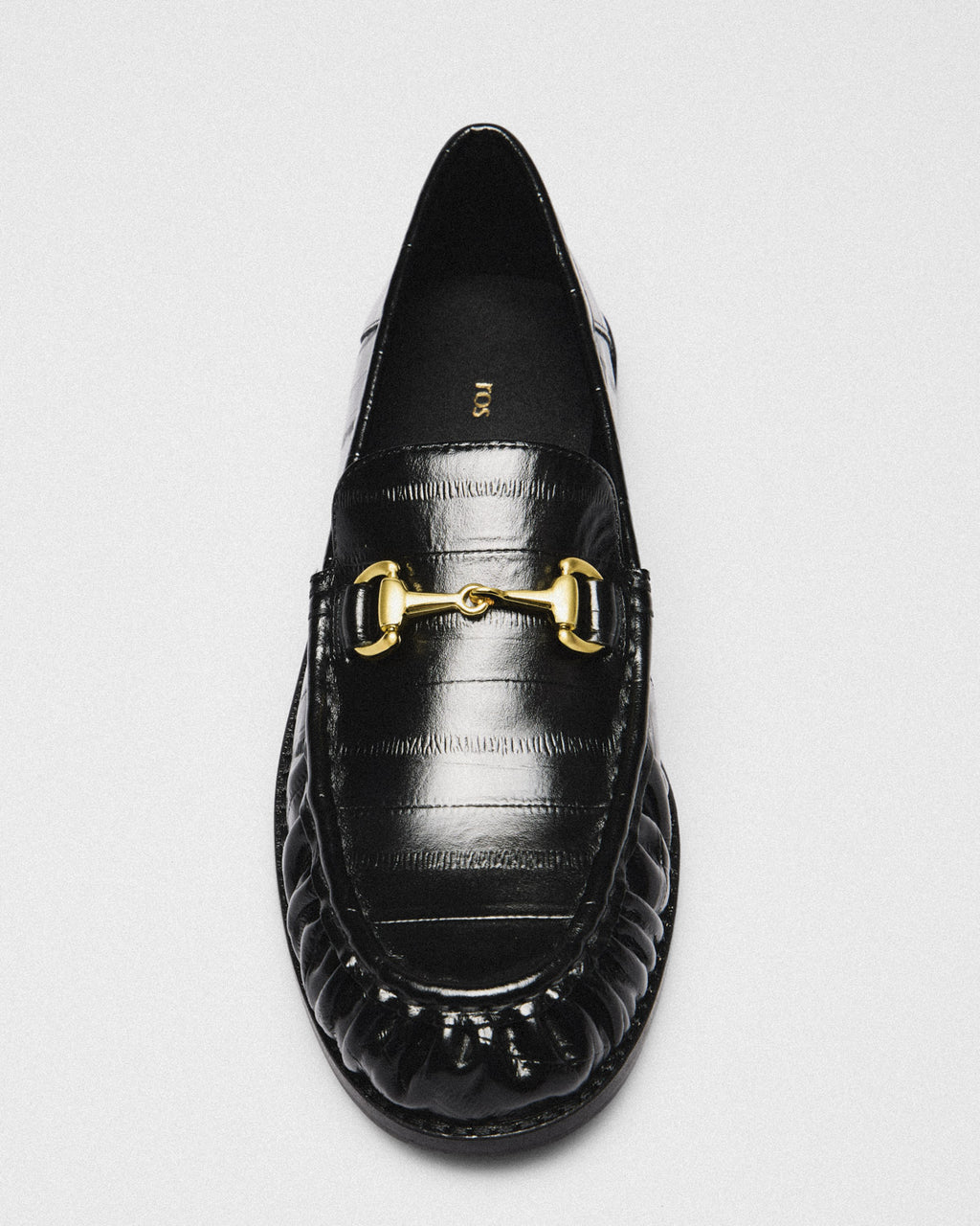 Iris Croc Horsebit Loafer, black, detail