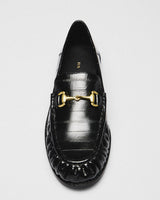 Iris Croc Horsebit Loafer, black, detail