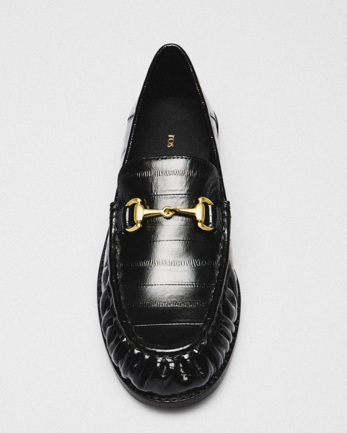 Iris Croc Horsebit Loafer, black, detail