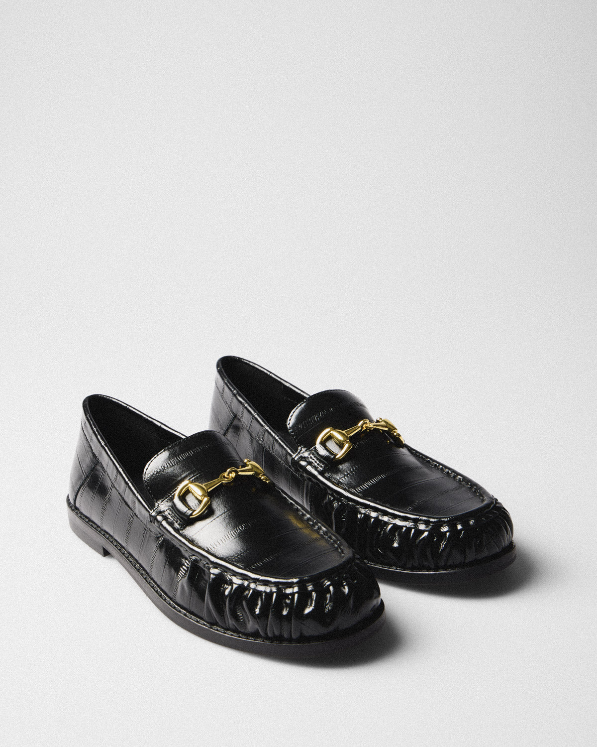 Iris Croc Horsebit Loafer, black, pair