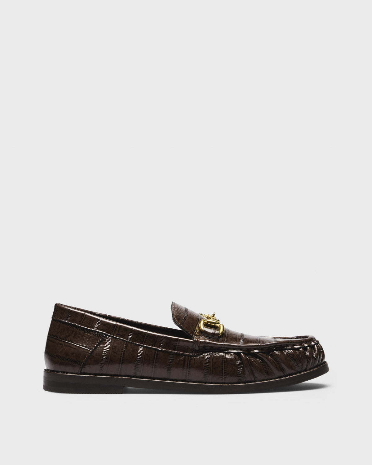 Isla Croc Horsebit Loafer, brown, side profile