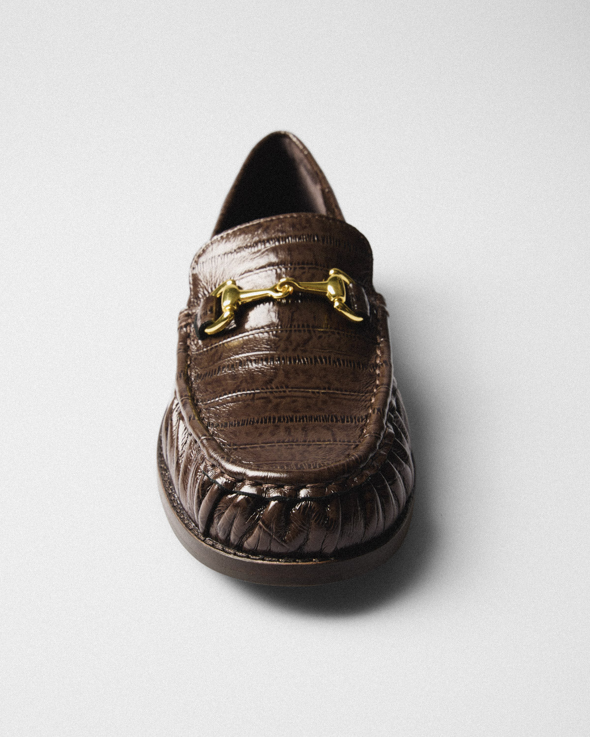 Isla Croc Horsebit Loafer, brown, top view
