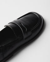 Leda Croc Lug Loafer, black, top view
