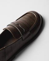 Livia Croc Lug Loafer, brown, top view