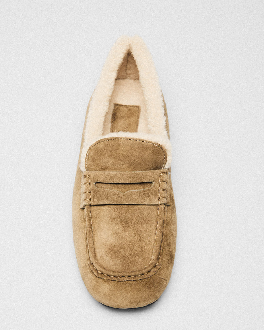 Lotte Teddy-Lined Loafer, camel, detail