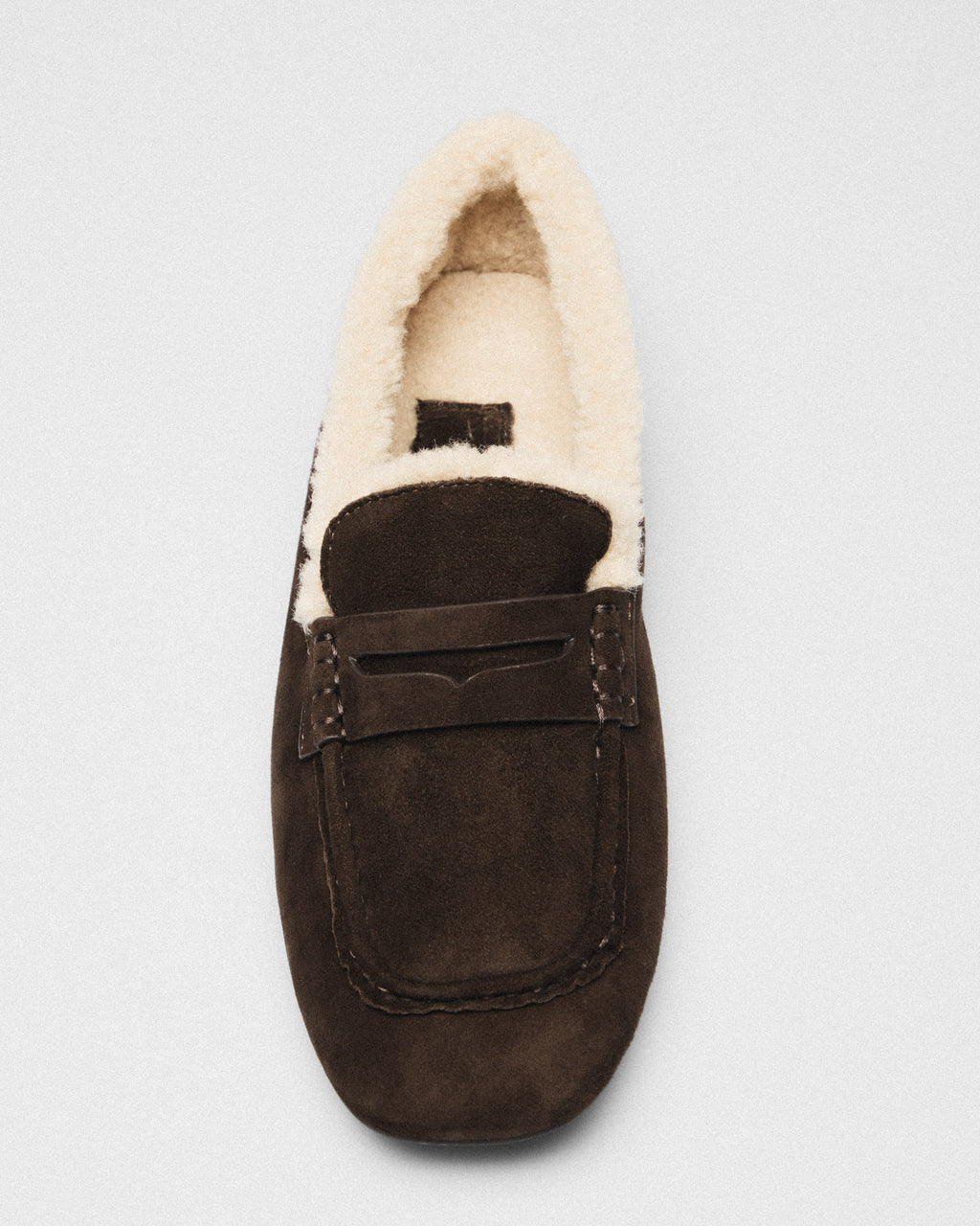 Lise Teddy-Lined Loafer, brown, detail