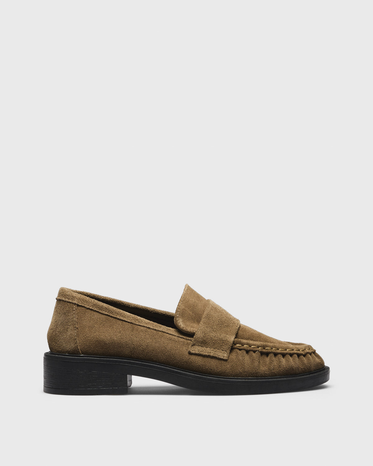 Nina Suede Lug Loafer, tobacco, side profile