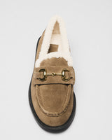 Pia Teddy-Lined Horsebit Loafer, tobacco, detail