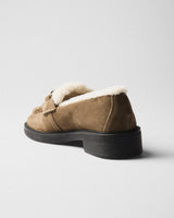 Pia Teddy-Lined Horsebit Loafer, tobacco, top view