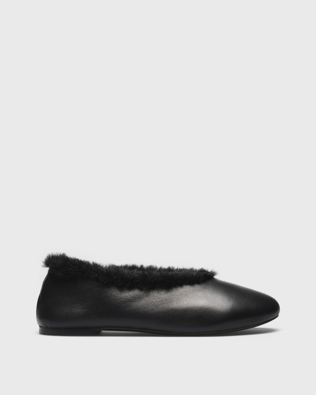 Rosa Plush Collar Ballet Flat, black, side profile