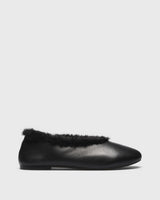 Rosa Plush Collar Ballet Flat, black, side profile