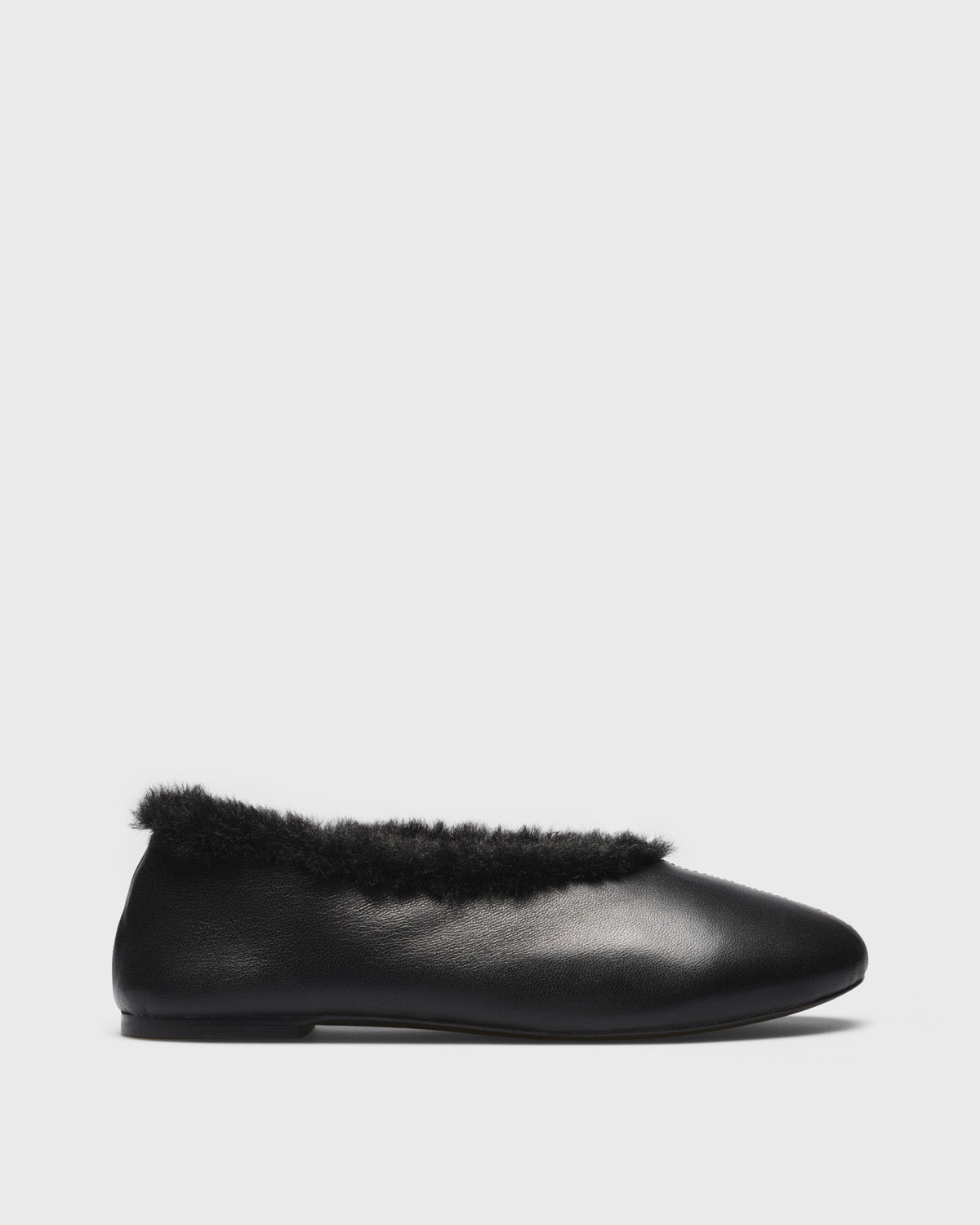 Rosa Plush Collar Ballet Flat, black, side profile