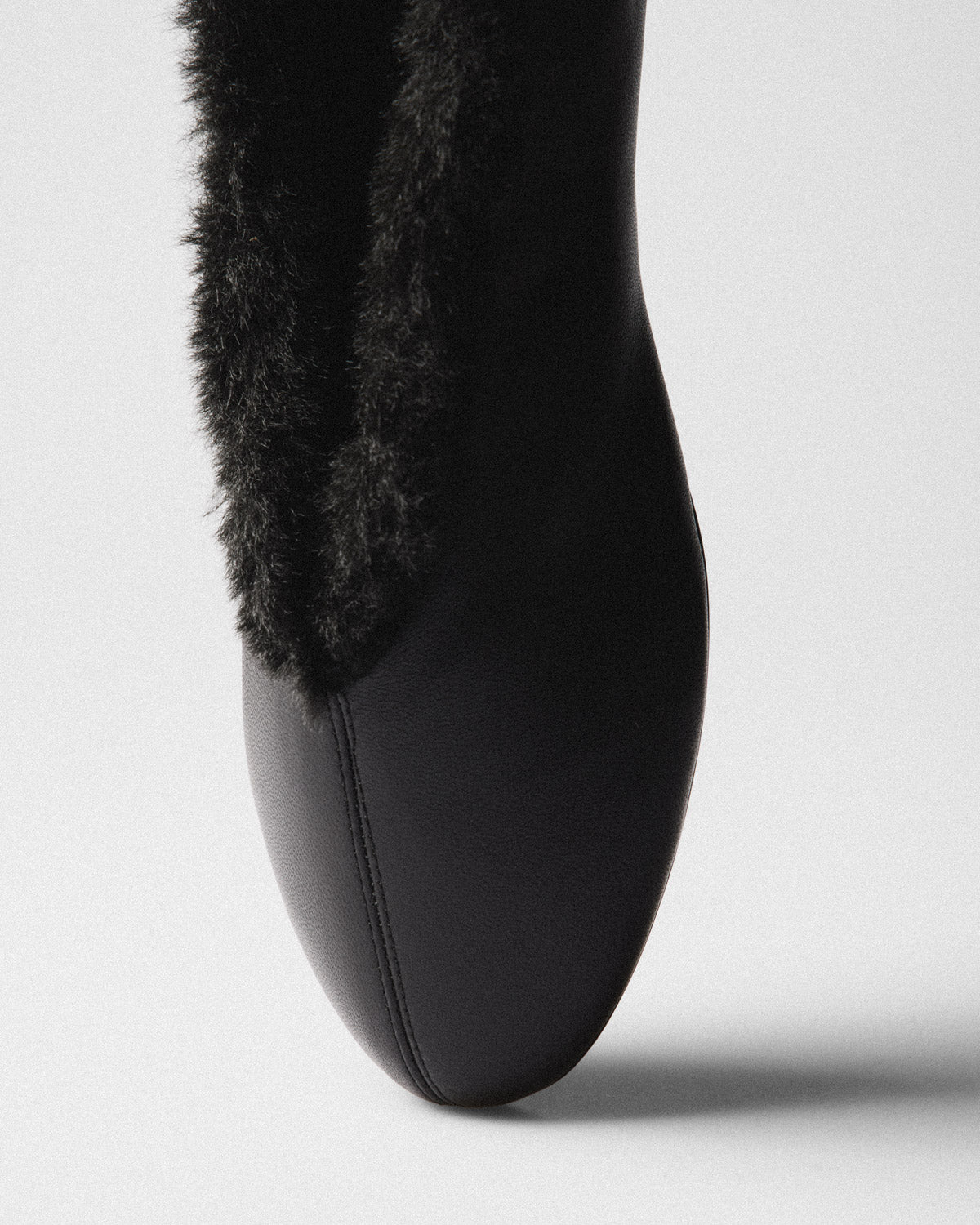 Rosa Plush Collar Ballet Flat, black, top view