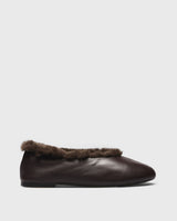 Saga Plush Collar Ballet Flat, brown, side profile
