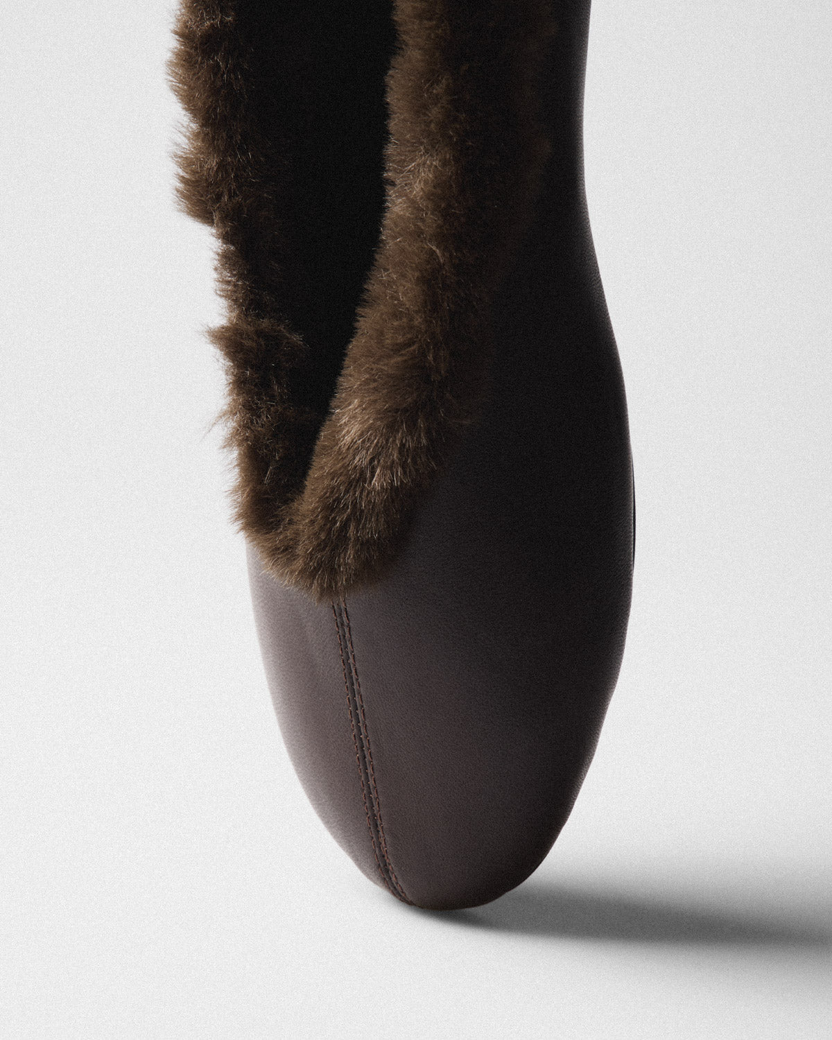 Saga Plush Collar Ballet Flat, brown, top view