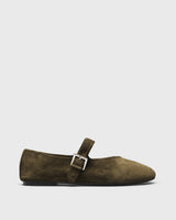 Xenia Suede Mary-Jane, olive, side profile