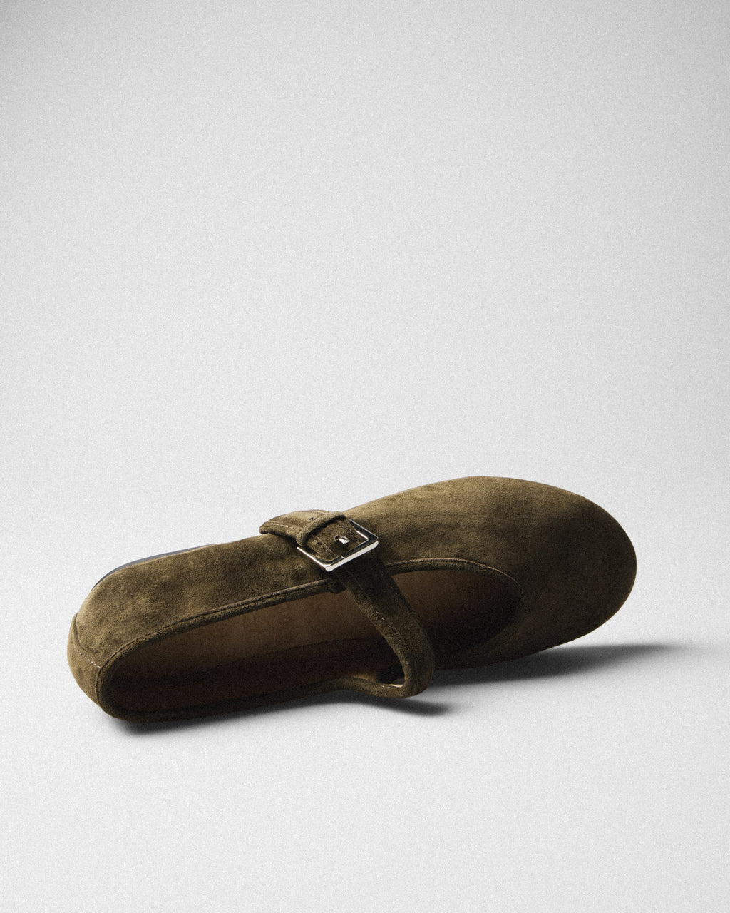 Xenia Suede Mary-Jane, olive, top view