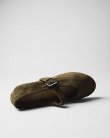Xenia Suede Mary-Jane, olive, top view