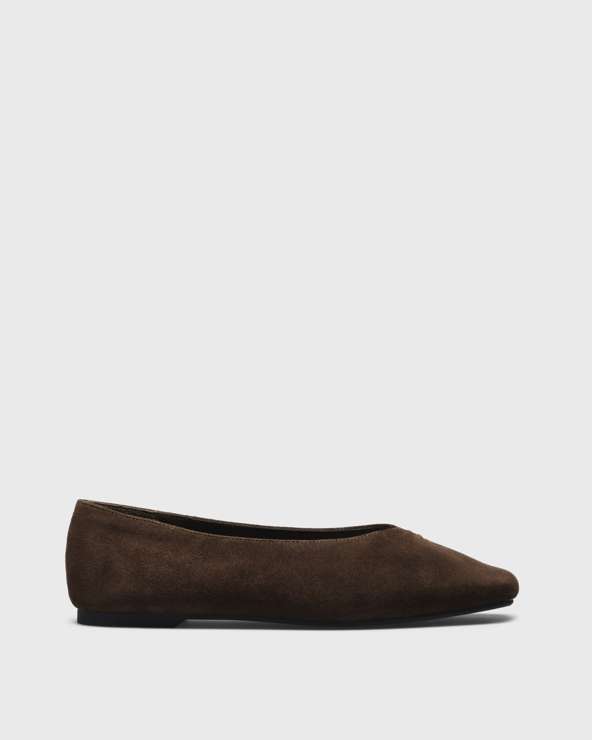 Zoe Square-Toe Ballet Flat, brown, side profile