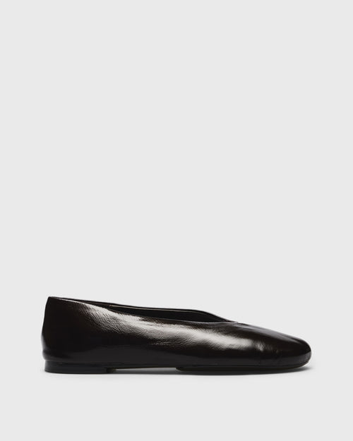 Aurea Patent Ballet Flat, brown, side profile