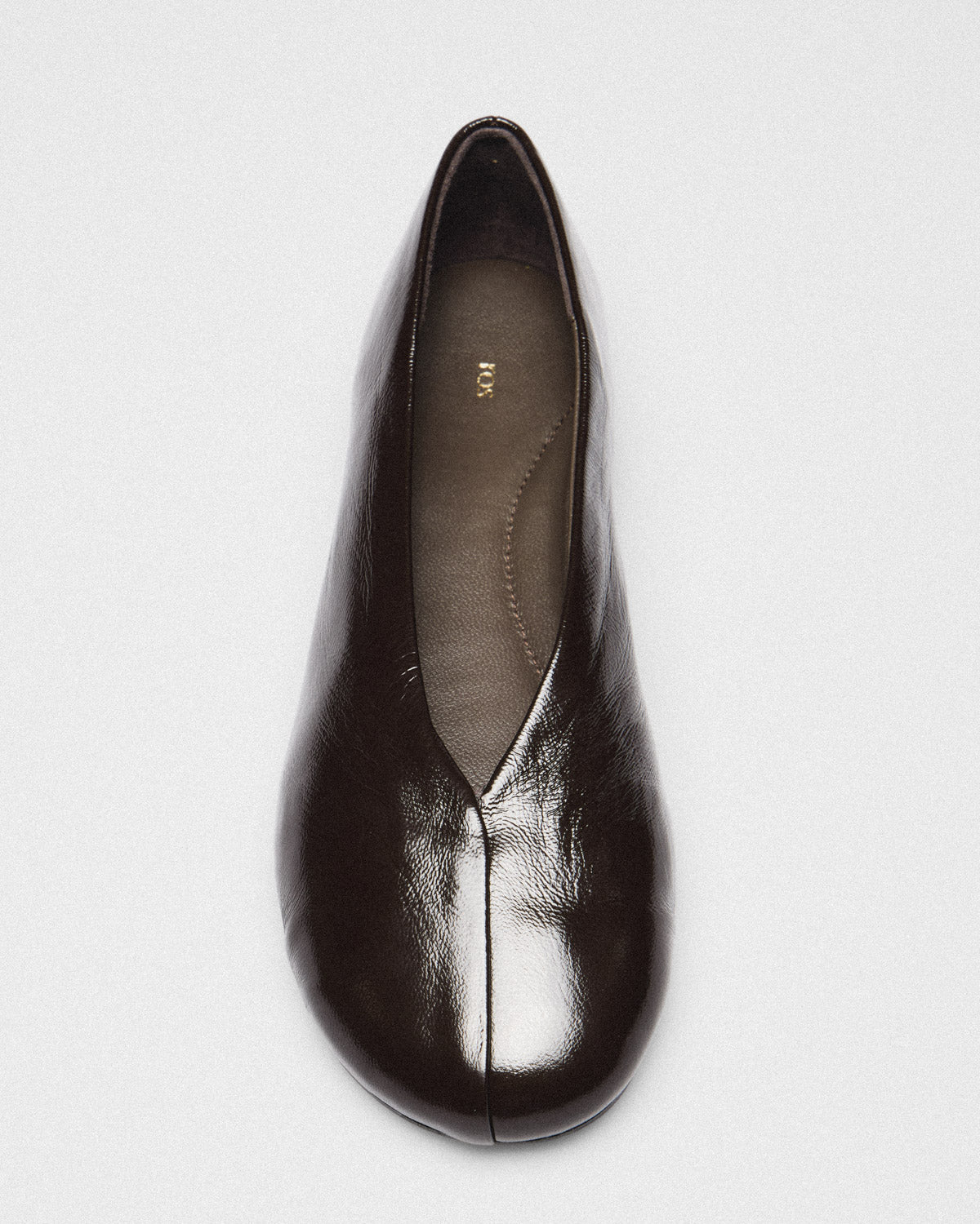 Aurea Patent Ballet Flat, brown, detail