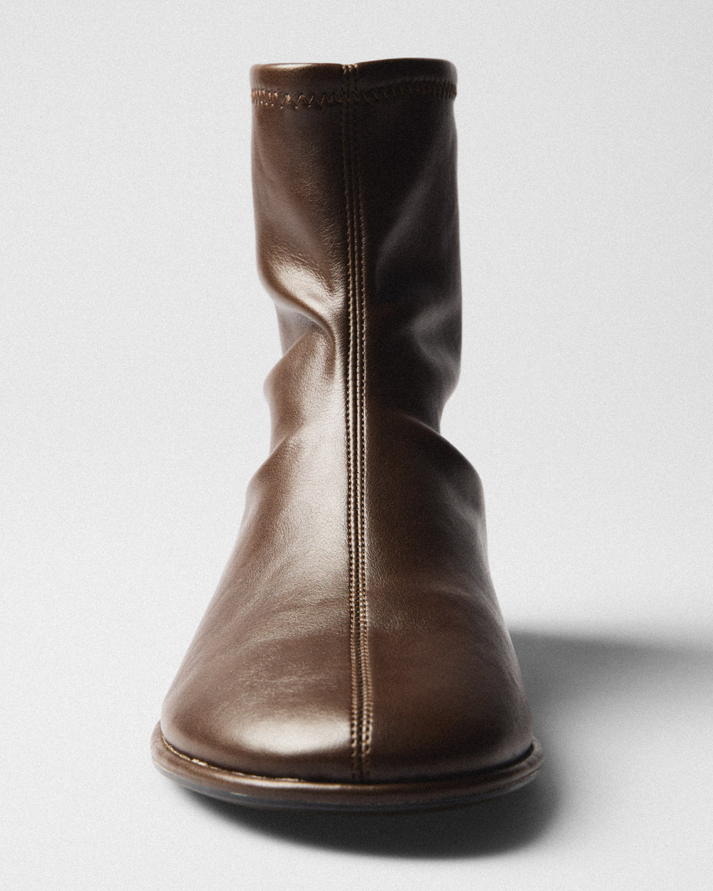 Gilda Flat Ankle Boot, brown, top view