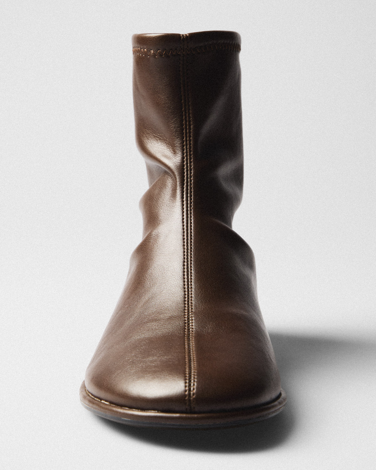 Gilda Flat Ankle Boot, brown, top view