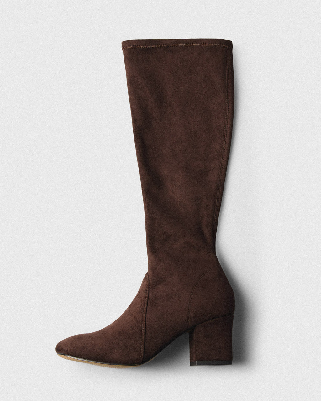 Oda Suede Knee-High Boot, brown, top view