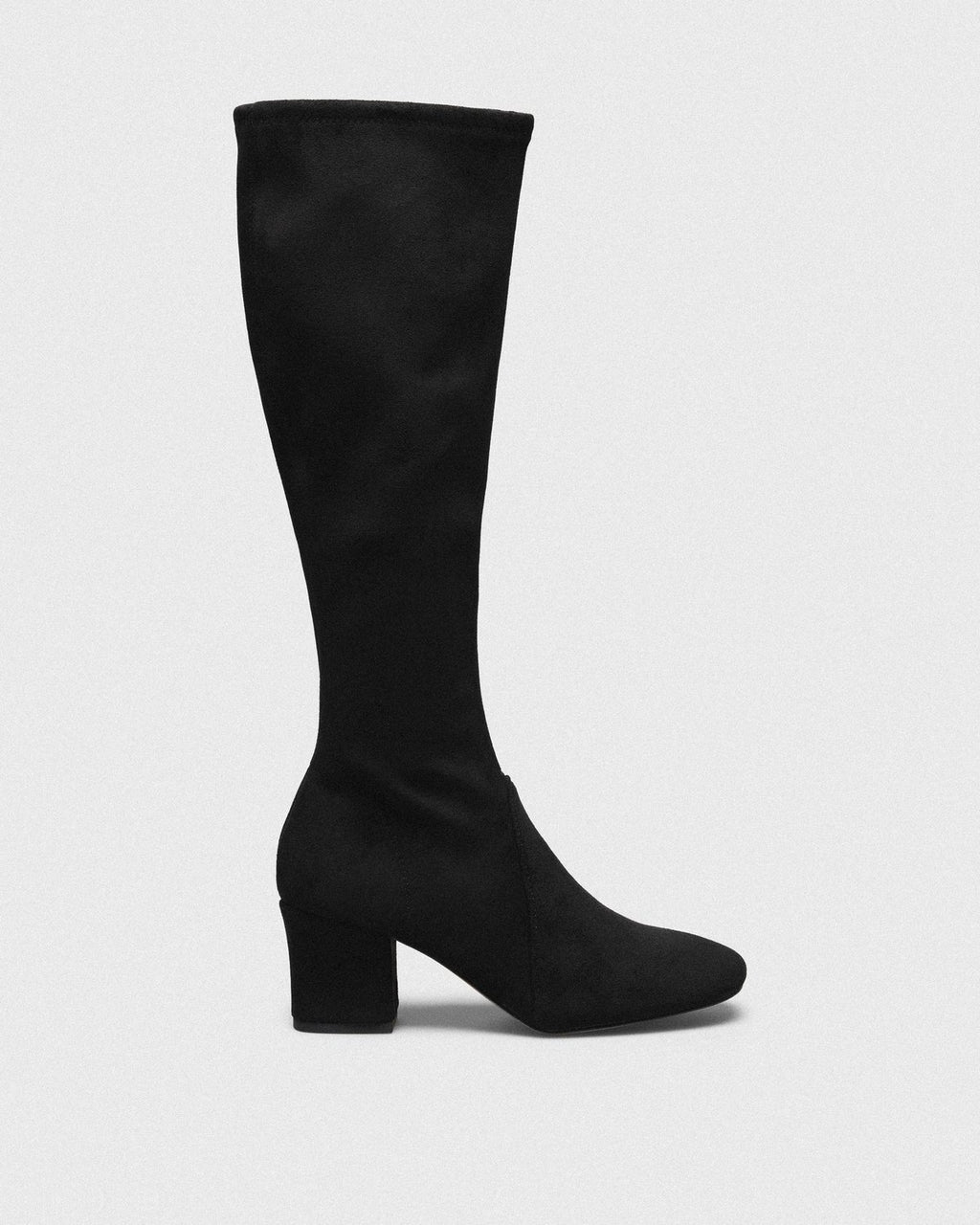 Petra Suede Knee-High Boot, black, side profile