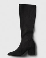 Petra Suede Knee-High Boot, black, top view