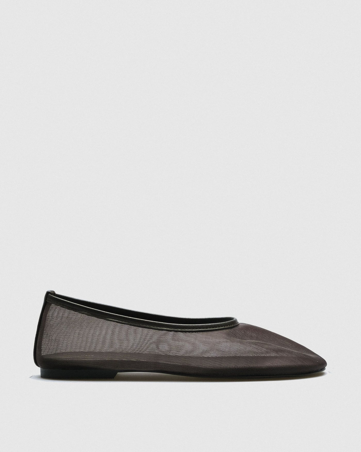 Tala Mesh Ballet Flat — Brown Sheer with Leather Trim