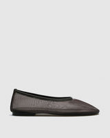 Tala Mesh Ballet Flat — Brown Sheer with Leather Trim