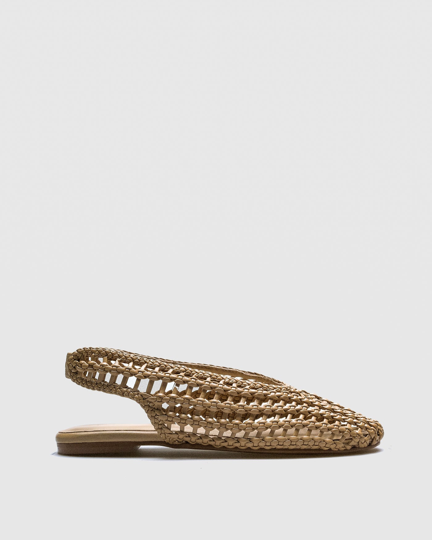 Maeve Woven Leather Slingback — Natural Open-Weave