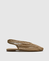 Maeve Woven Leather Slingback — Natural Open-Weave