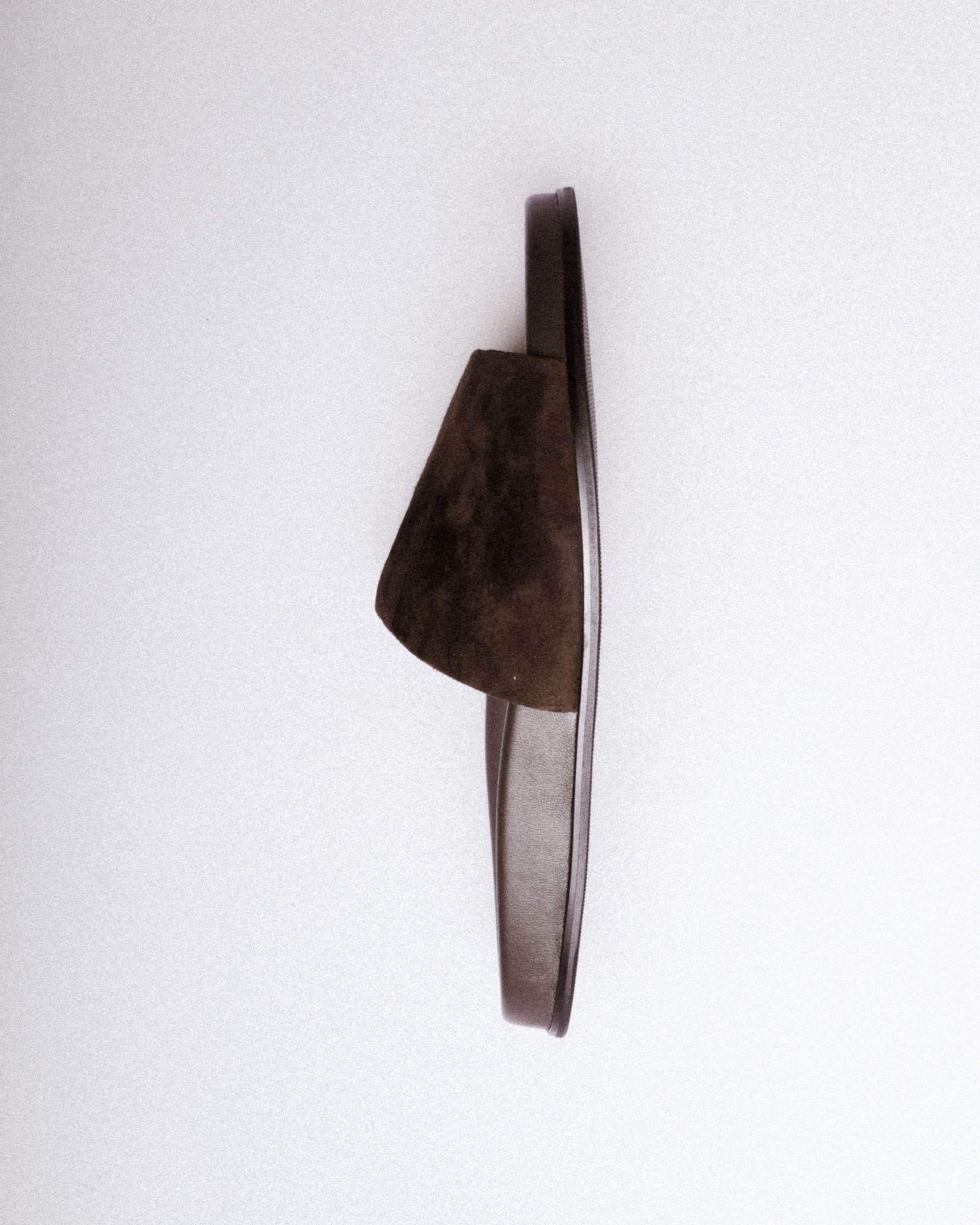 Thea Slide — Side Profile, Chocolate Suede
